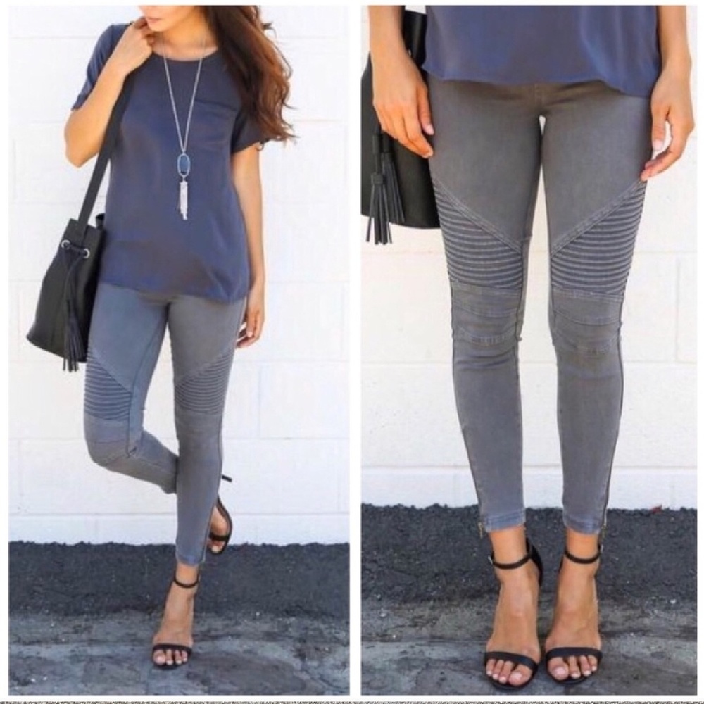 Charcoal Moto Jeggings - Picture 2 of 3
